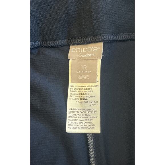 Chicos Travelers Pull On Navy Blue Wmns Pants Sz 1R/US8 Officecore Teacher Comfy - Picture 9 of 11